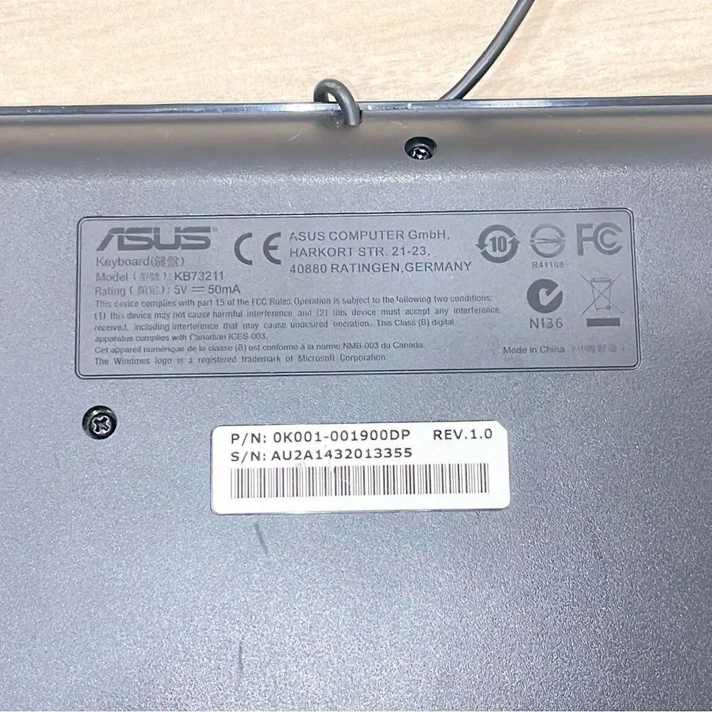ASUS Charcoal Wired Keyboard